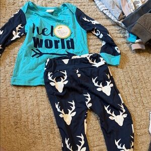 Blue and Black 'Hello World' Outfit